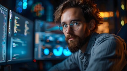 Fototapeta premium data analyst working at company. data analyst collects organize, and analyze data.