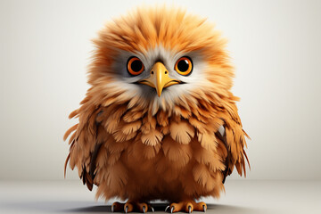Fototapeta premium Golden Eagle on a white background. Adorable 3D cartoon animal portrait