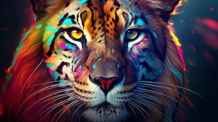 Title: Vibrant and Bright Colorful Animal Portraits

