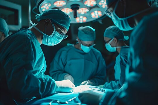 doctors during a surgery at hospital. doctors performing operation. healthcare, medical surgeon and medical professionals