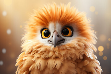 Fototapeta premium Golden Eagle on a white background. Adorable 3D cartoon animal close-up portrait