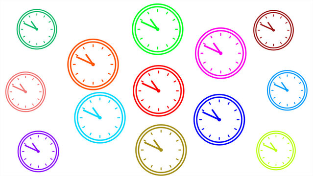 Time and Clock icons set.Clocks icon collection design. Horizontal set of analog clock icon symbol .Circle arrow icon.