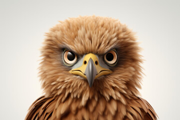 Naklejka premium Golden Eagle on a white background. Adorable 3D cartoon animal close-up portrait