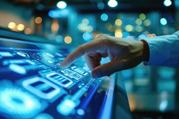 Button press automation on technology screen.