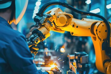 Welding robotics control system in intelligent factory.