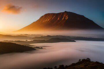 Obraz premium sunset over the mountains