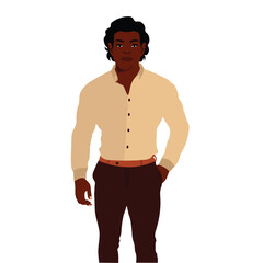 Fototapeta premium Modern fashionable black man in elegant art style vector