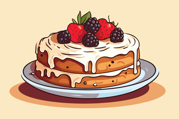 delicious cake vector illustration