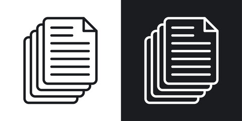 Document Papers Pile Icon Designed in a Line Style on White Background. - obrazy, fototapety, plakaty