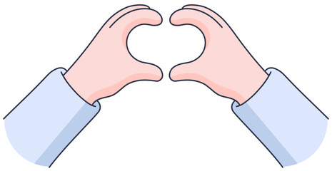 Sign language in the shape of a heart, mini heart, love sign.
