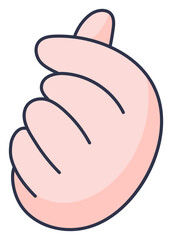 Sign language in the shape of a heart, mini heart, love sign.
