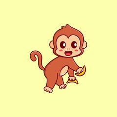cute monkey logo cartoon