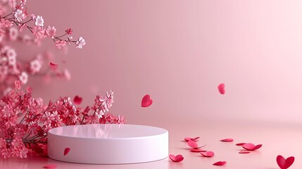 Minimalist Valentine's Day Concept with Beautiful Empty Pedestal