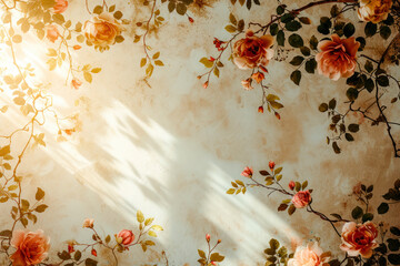Vintage floral wallpaper background, a nostalgic and charming scene showcasing a vintage floral wallpaper pattern.