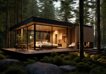 Modern Private House In The Forest Cozy House