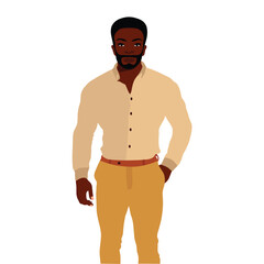 Fototapeta premium Handsome black man in elegant art style vector