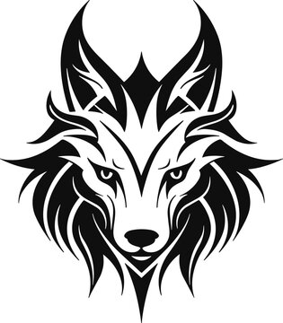 tribal wolf vector illustration for tattoo, logo and sticker designs