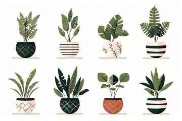 Botanical House: Fresh Greenery in Decorative Flowerpots, a Tropical Flora Collection for Interior Design