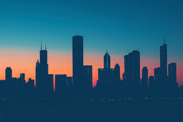 City skyline silhouette background, a sleek and urban scene featuring the silhouette of a city skyline.