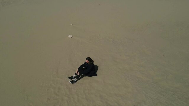 aerial view of girls on patara beach in turkey