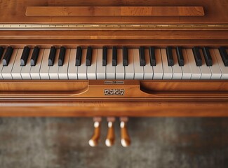 An overhead view of an open piano, showing off its keys and inner strings, evoking a sense of music...