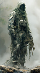 Fototapeta premium soldier in camouflage holding a rifle