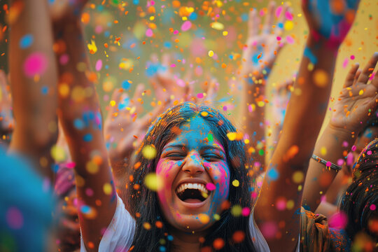 Photo people celebrating indian holi festival with colors