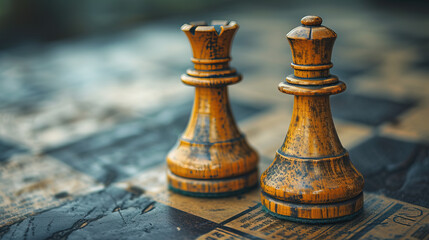 Fototapeta premium Strategize your success on the chessboard of business with our concept-driven pens. Plan each move like a manager, think strategically, and achieve victory in the game of competition.