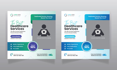 Medical healthcare social media banner design and web banner template