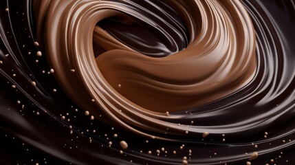 Close-up of Whirling Melted Dark Chocolate. Neural network AI generated art