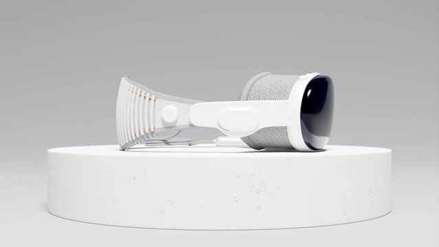 Vision Pro Virtual Reality Device Product Showcase. Virtual Augmented Reality Glasses. 3D Animation