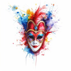 Venetian mask carnival colorful splash art on white