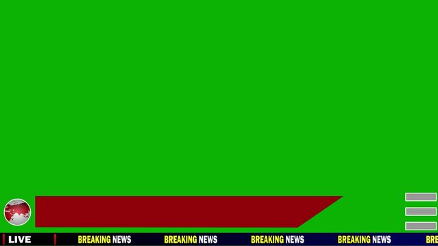 Breaking news lower third with animated earth blank logo 4k green screen animation