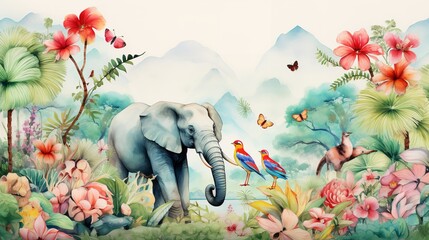 Watercolor Forest Animals Clipart - Woodland Friends

