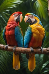 Two parrots on a branch