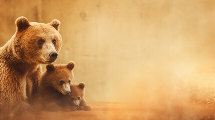 Adorable brown bear enjoying nature in a zoo habitat - obrazy, fototapety, plakaty