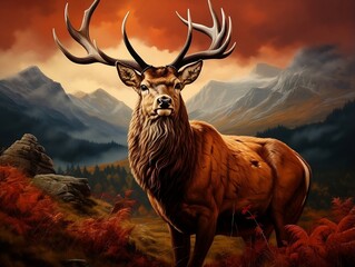 Red deer at autumn