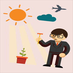 leadership and teamwork concept. business with good ideas it's like having a rocket aimed at the high.