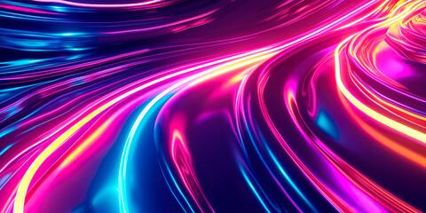 Abstract futuristic background with neon glowing lines