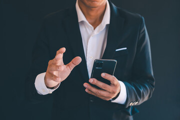 Business people use modern wireless technology to chat on their phones and extend their phones for conversation.
