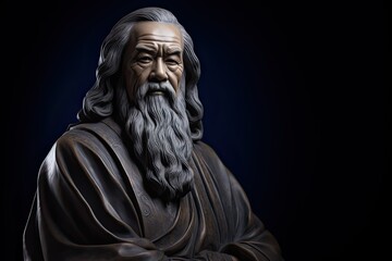 Realistic statue of Mozi the chinese philosopher