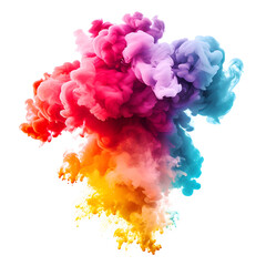 Fototapeta premium Colorful paint explosion in the air isolated on white background. Generative AI.