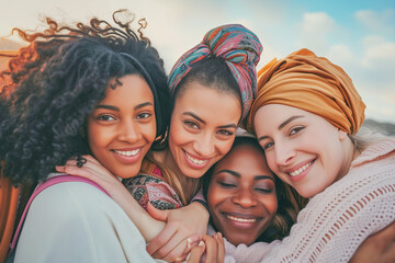 Women who support each other, whether in groups of friends or members of organizations, March, International Women's Day	 - obrazy, fototapety, plakaty
