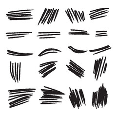 Scribble brush stroke charcoal curly line set illustation for background design