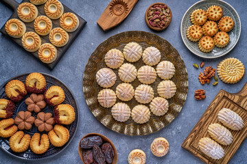 Middle eastern sweets. Traditional arabic biscuits for celebration  Eid Al-Fitr . Semolina cookies...