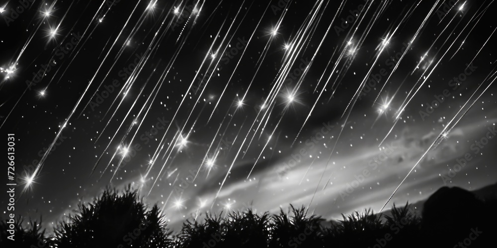 Leinwandbilder a captivating black and white photo showcasing a sky filled with twinkling stars. this image is perf