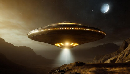 Fototapeta na wymiar UFO IN HIGHT SKY