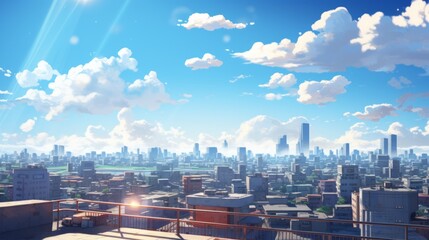 Anime style cityscape. Neural network AI generated art