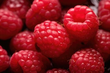 A detailed view of a bunch of ripe raspberries. Perfect for food and agriculture-related projects