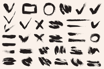 Hand drawn grunge ink brush strokes and lines